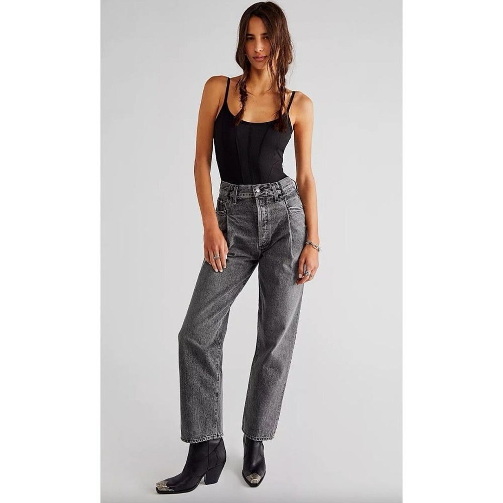 Agolde fold waistband jeans grey size 24